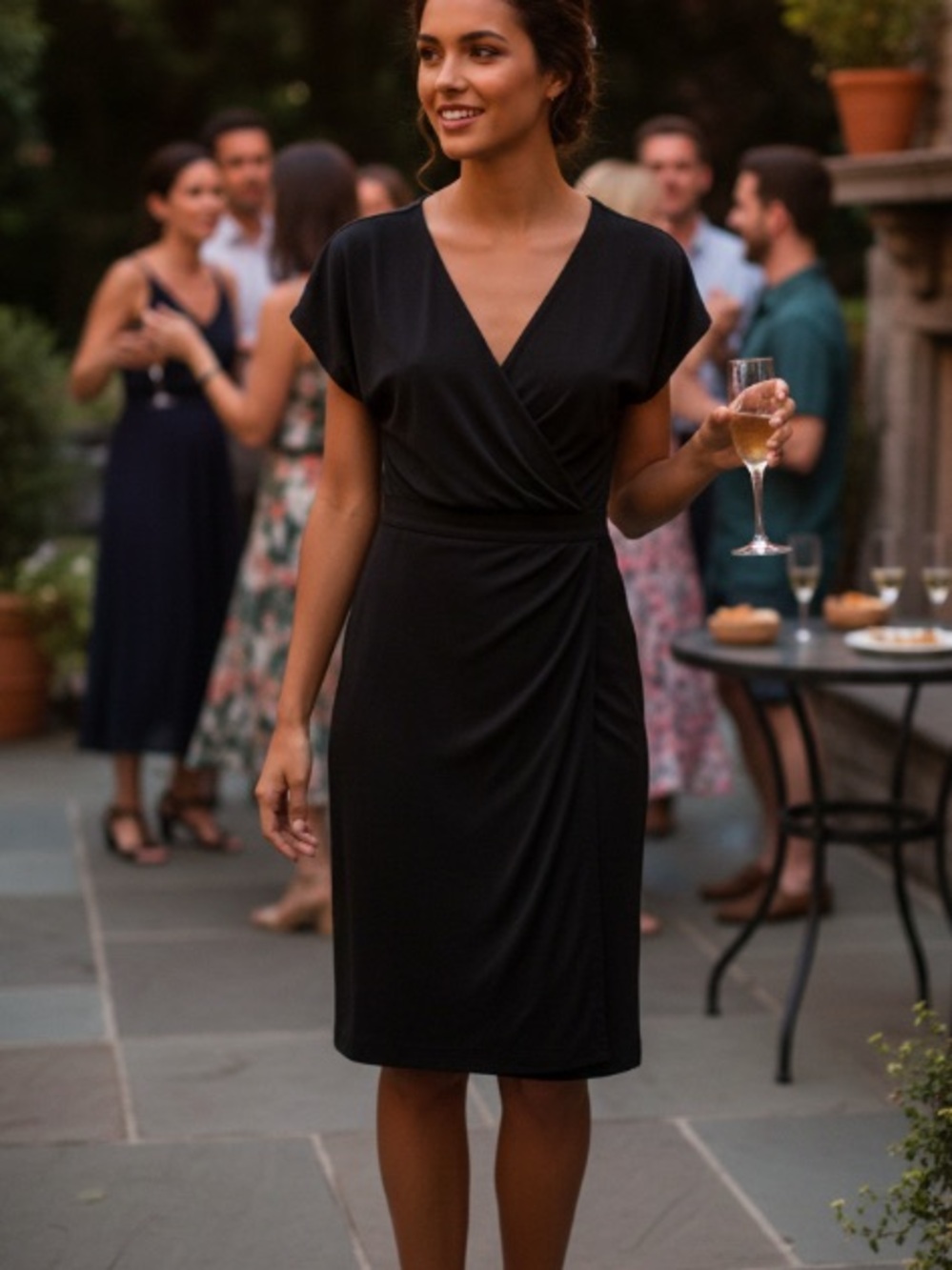 Tory Burch Silk Wrap Style Black Dress - Picture 2 of 6
